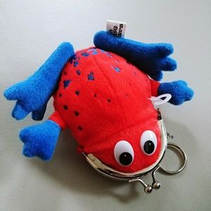 FROG STUFFED CHANGE COIN PURSE KEYCHAIN
